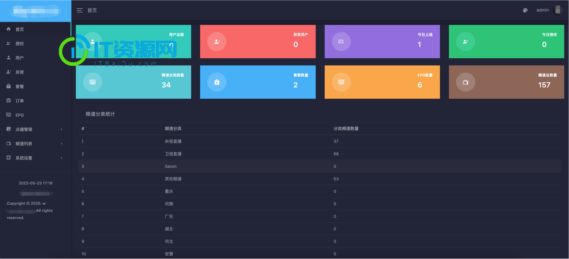 新版骆驼IPTV小肥米iptv管理系统 全开源源码 可对接EZtv电视直播管理系统